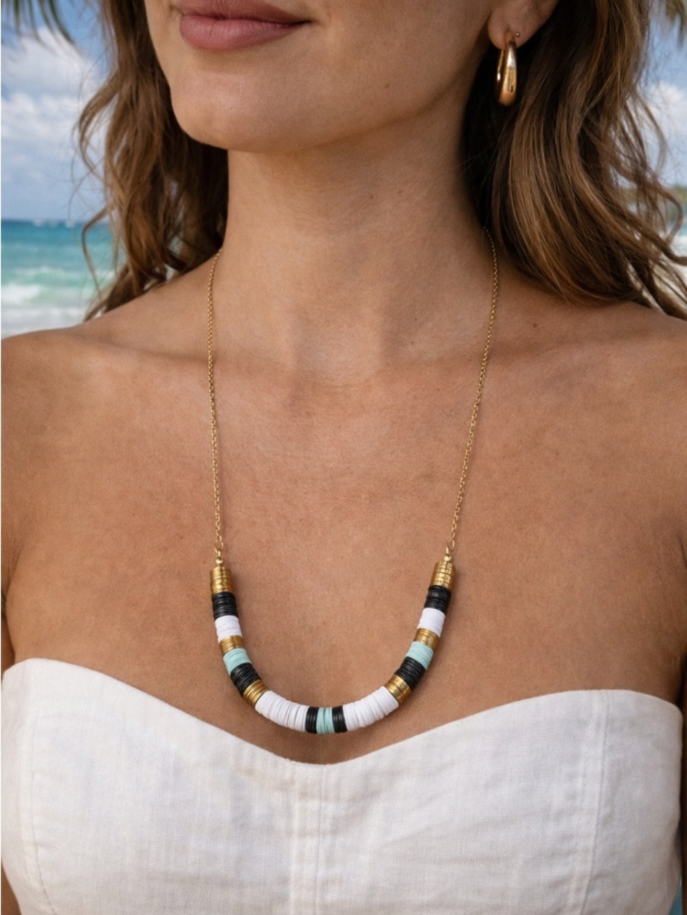 LOFT Gold Clay Beaded Necklace